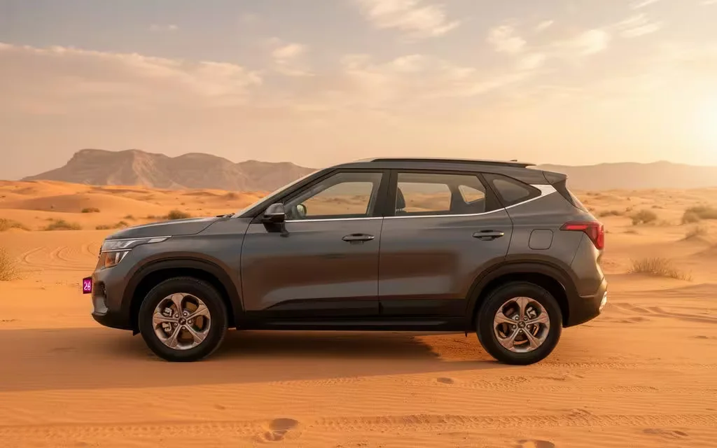 Kia Seltos 2025 Grey side profile – rental in Dubai