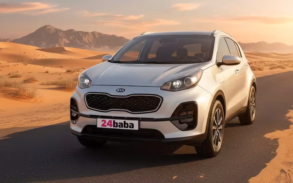Kia Sportage 2021 Silver front view with headlights