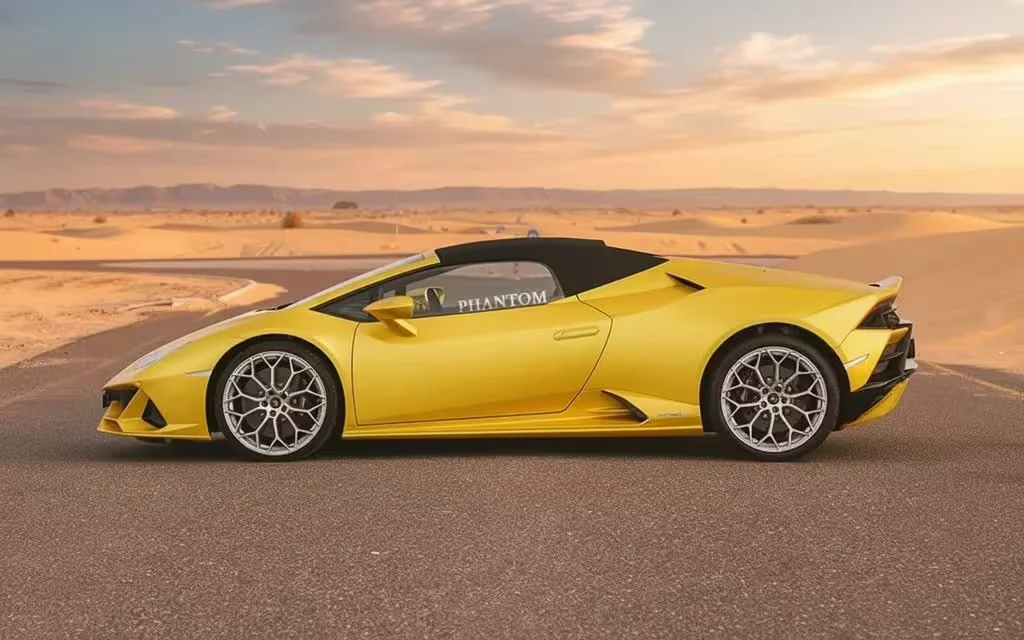 Lamborghini Huracan 2022 Yellow side profile – rental in Dubai