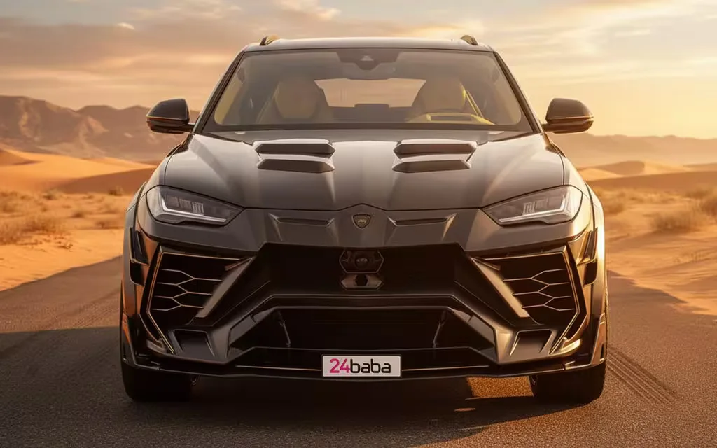 Lamborghini Urus 2021 Grey front view with headlights – rental in Dubai