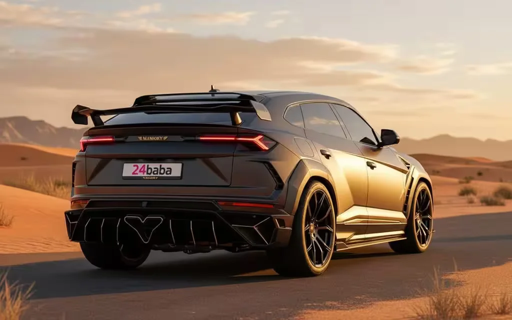 Lamborghini Urus 2021 Grey rear view showing taillights – rental in Dubai