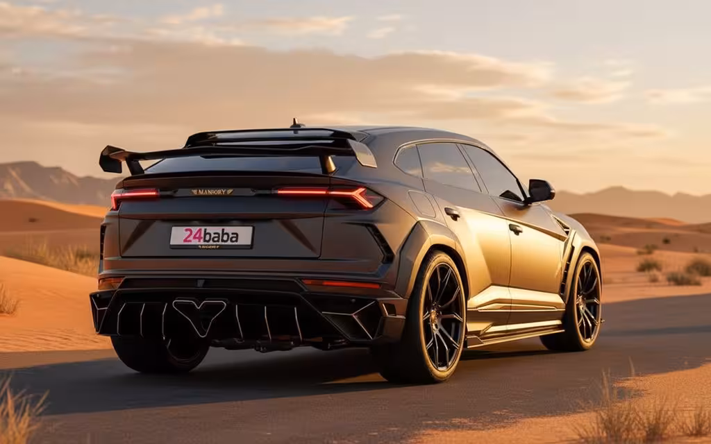 Lamborghini Urus 2021 Grey rear view showing taillights – rental in Dubai