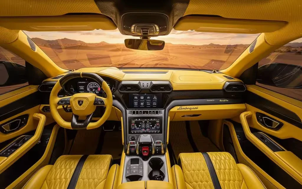 Lamborghini Urus 2021 dashboard and infotainment – rental in Dubai