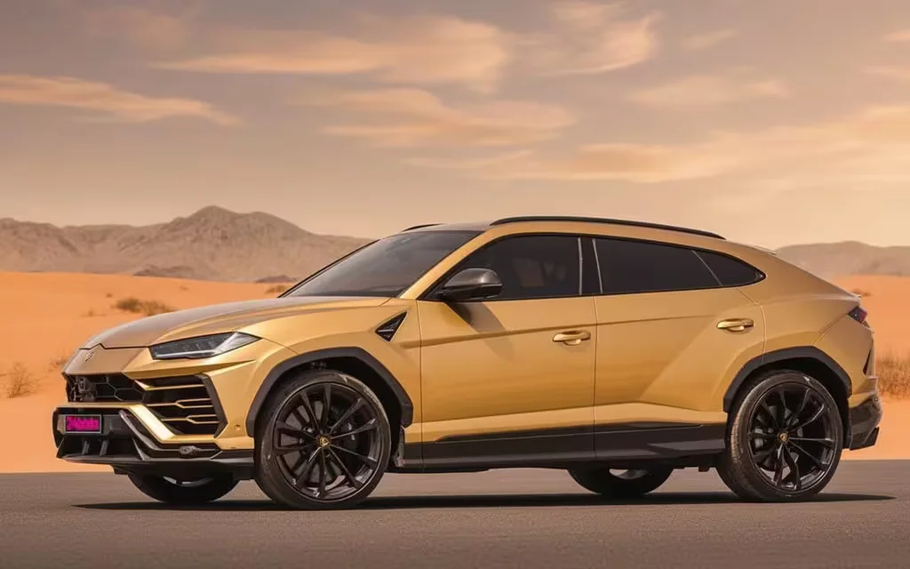 Lamborghini Urus 2022 Gold side profile – rental in Dubai