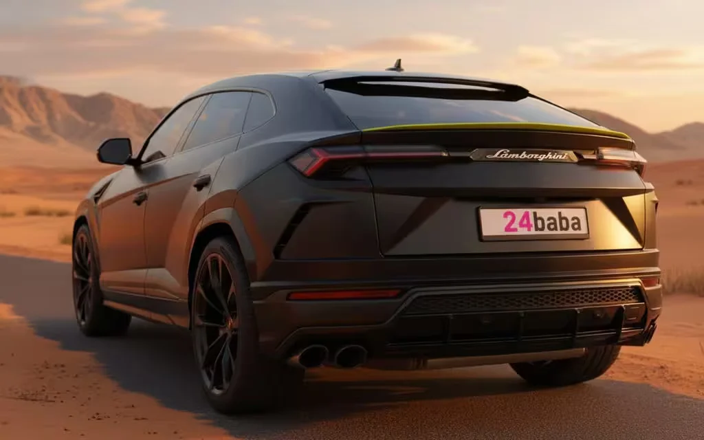 Lamborghini Urus 2022 Black rear view showing taillights – rental in Dubai