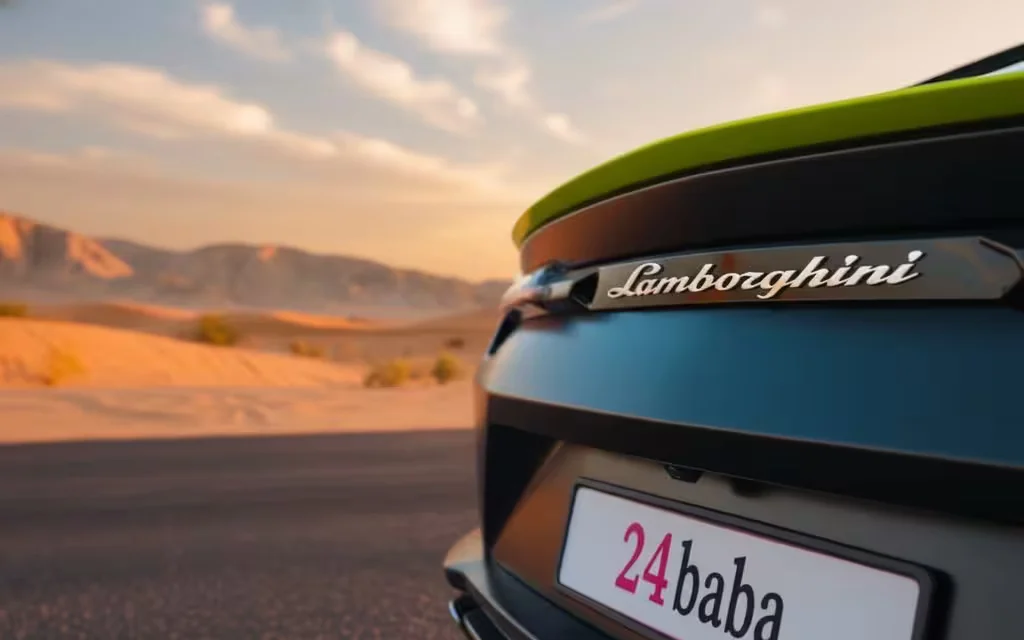 Lamborghini Urus 2022 model badge close up – rental in Dubai