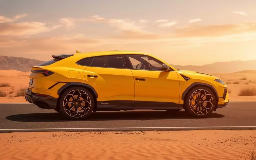Lamborghini Urus 2024 Yellow side profile – rental in Dubai