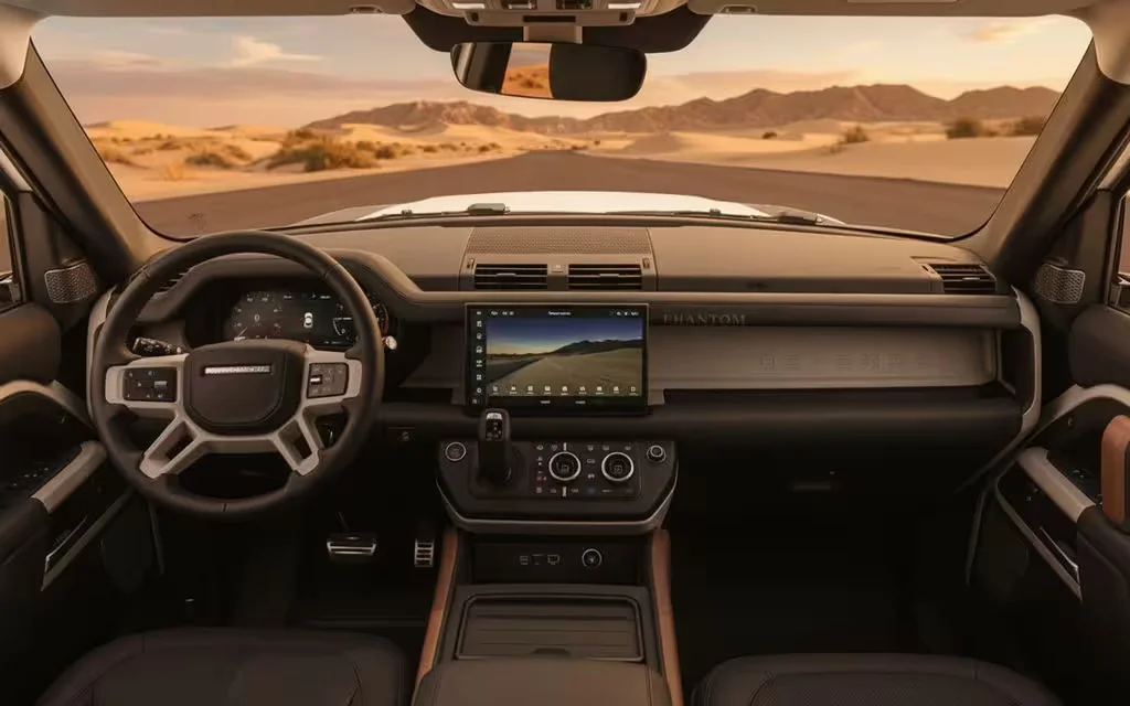 LandRover Defender 2023 dashboard and infotainment – rental in Dubai