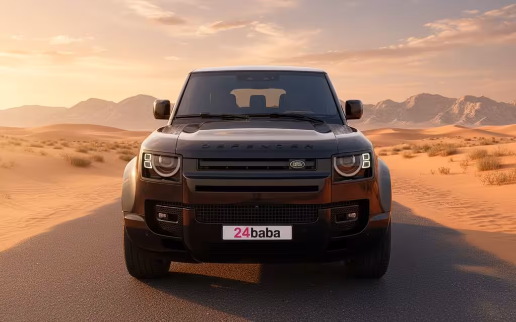 LandRover Defender 2024 Grey front view with headlights