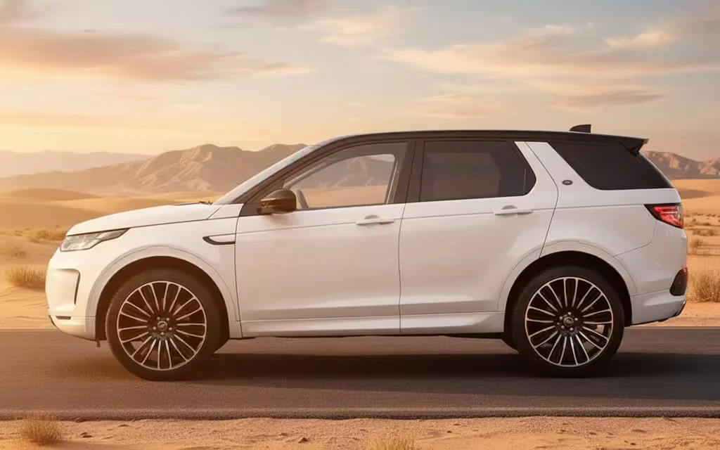 LandRover Discovery 2020 White side profile – rental in Dubai