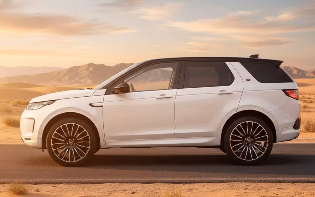 LandRover Discovery 2020 White side profile – rental in Dubai