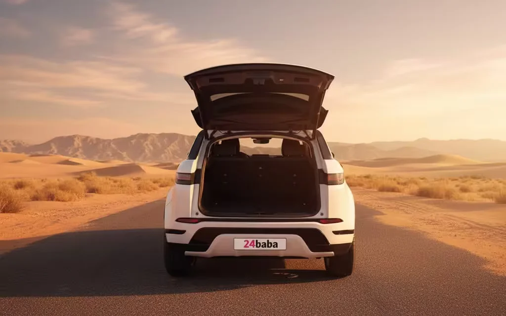 LandRover RangeRoverEvoque 202 White rear view showing taillights – rental in Dubai