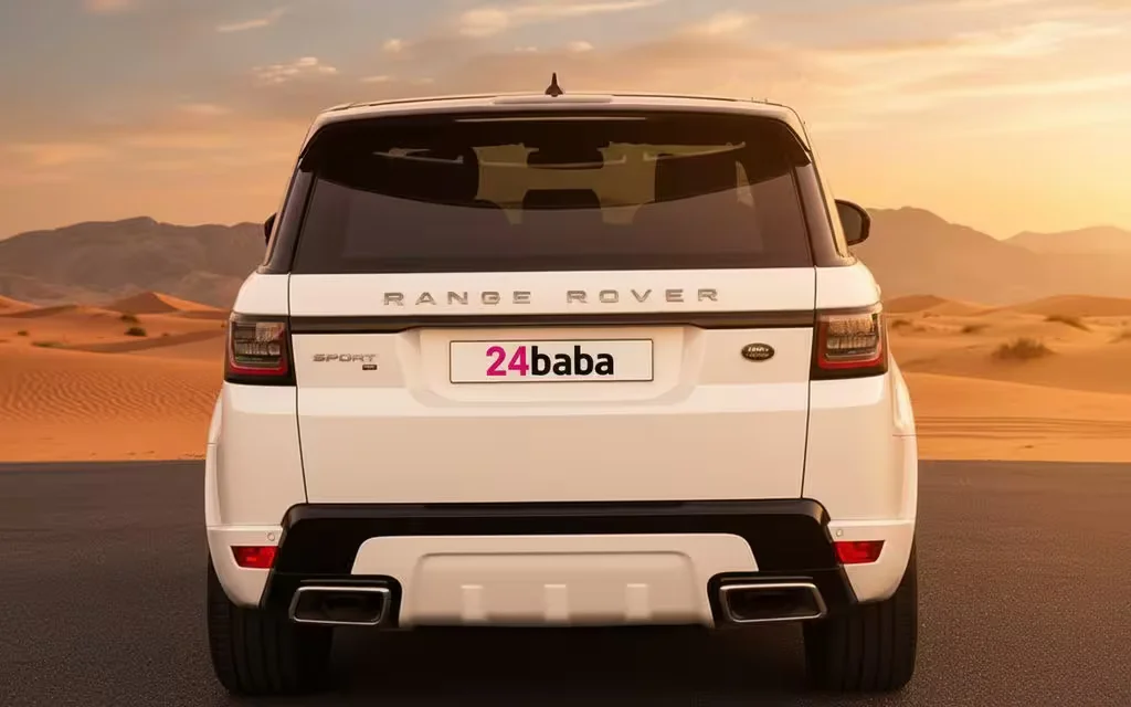 LandRover RangeRoverSport 2022 White rear view showing taillights – rental in Dubai