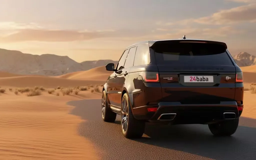 LandRover RangeRoverSvr 2020 Black rear view showing taillights – rental in Dubai