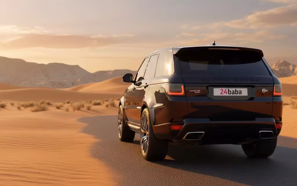 LandRover RangeRoverSvr 2020 Black rear view showing taillights – rental in Dubai