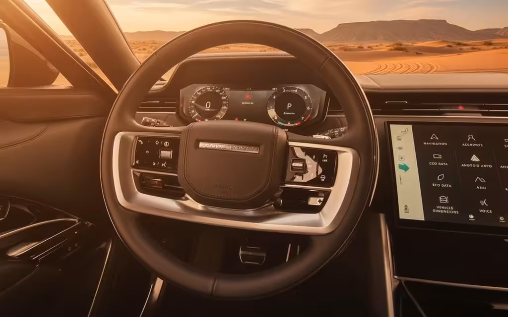 LandRover RangeRoverVogue 2024 steering wheel close up – rental in Dubai