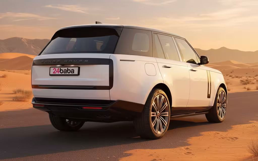 LandRover RangeRoverVogue 2025 White rear view showing taillights – rental in Dubai