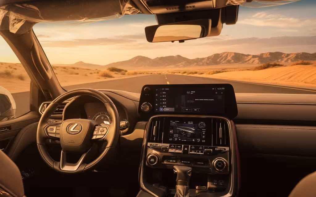 Lexus Lx 2023 dashboard and infotainment – rental in Dubai