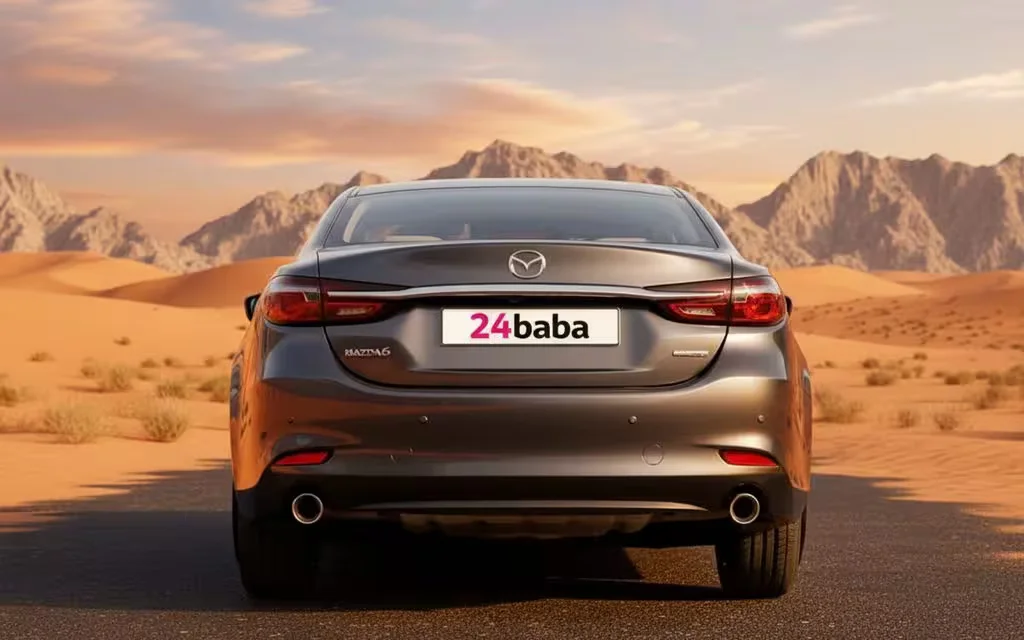Mazda 6 2023 Grey rear view showing taillights – rental in Dubai