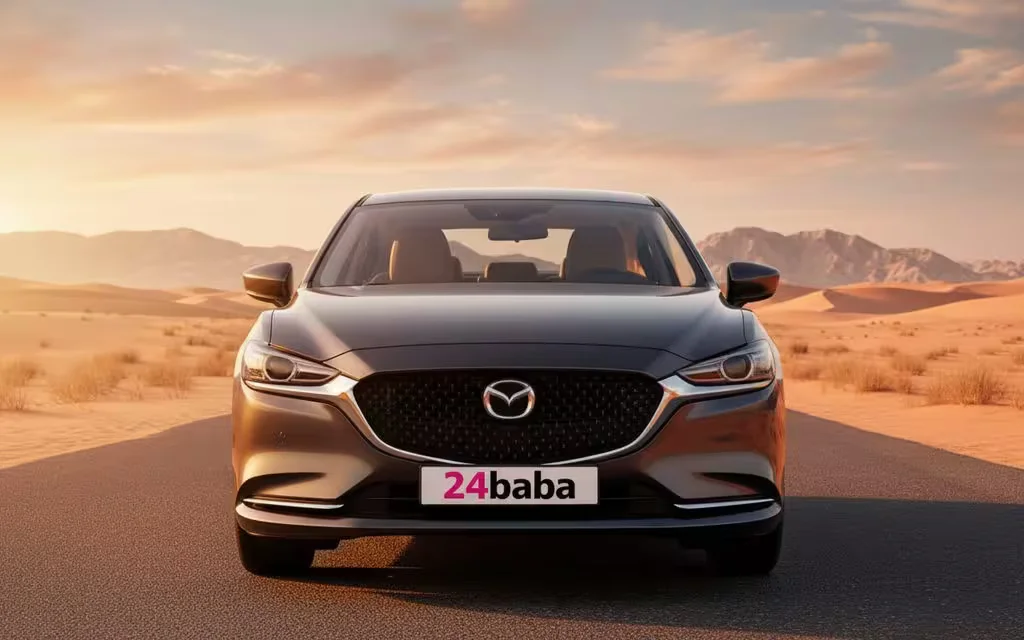 Mazda 6 2023 Grey front view with headlights – rental in Dubai