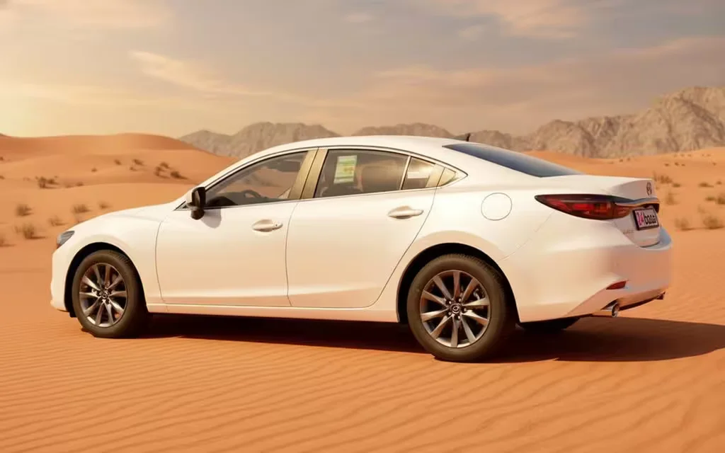 Mazda 6 2023 White rear view showing taillights – rental in Dubai