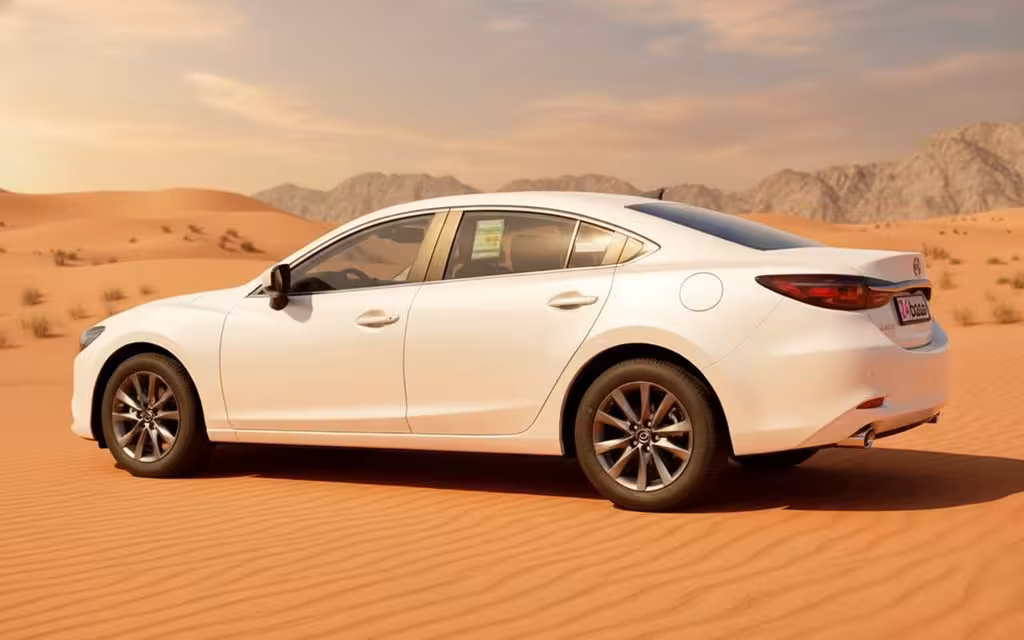 Mazda 6 2023 White rear view showing taillights – rental in Dubai