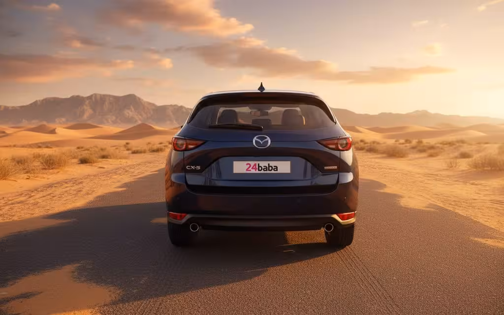 Mazda Cx 5 2021 Blue rear view showing taillights – rental in Dubai