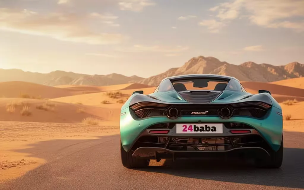 Mclaren 720S 2021 Blue rear view showing taillights – rental in Dubai