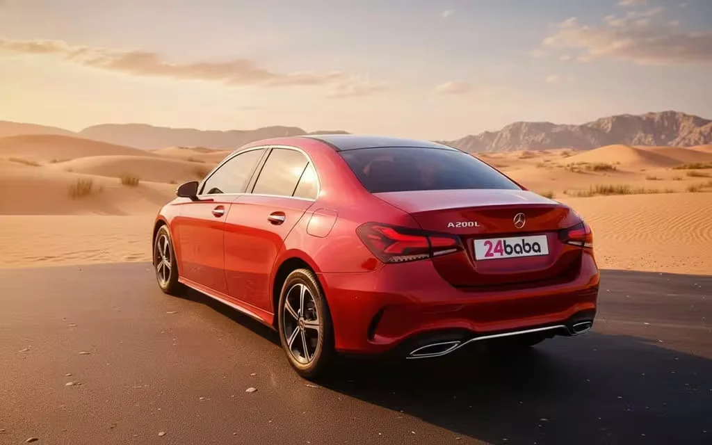 Mercedes A200 2023 Red rear view showing taillights