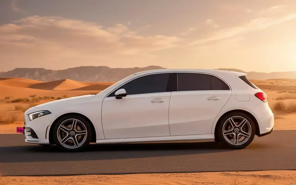 Mercedes A200 2023 White side profile – rental in Dubai