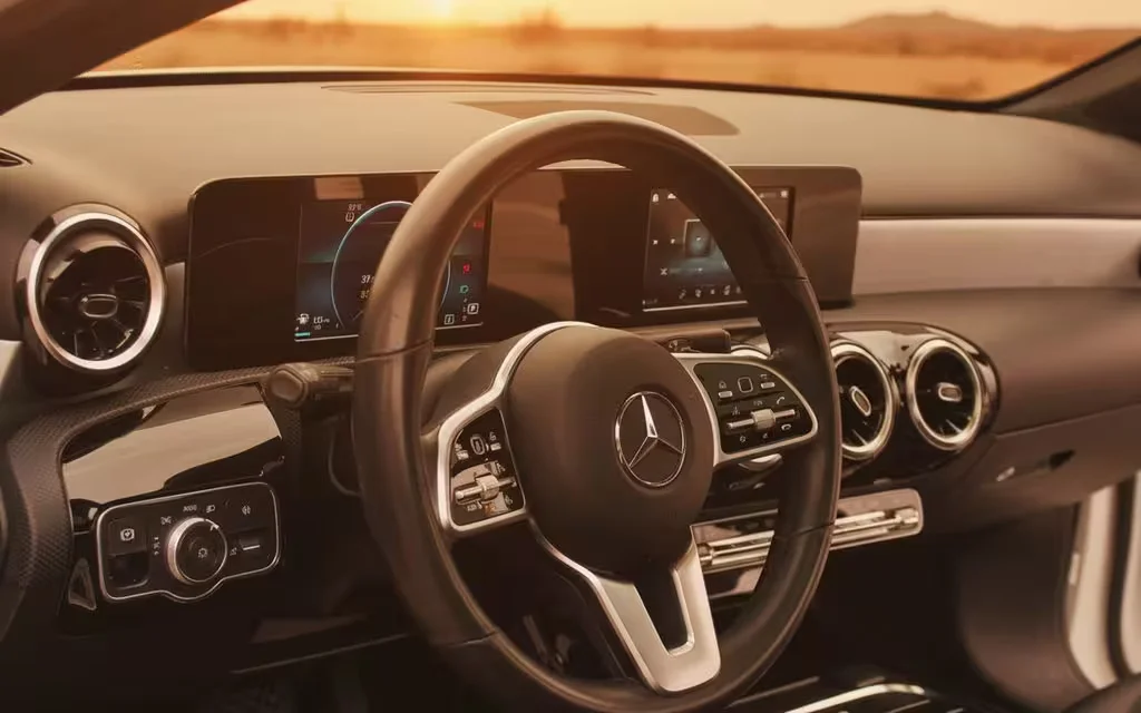 Mercedes A220 2025 steering wheel close up