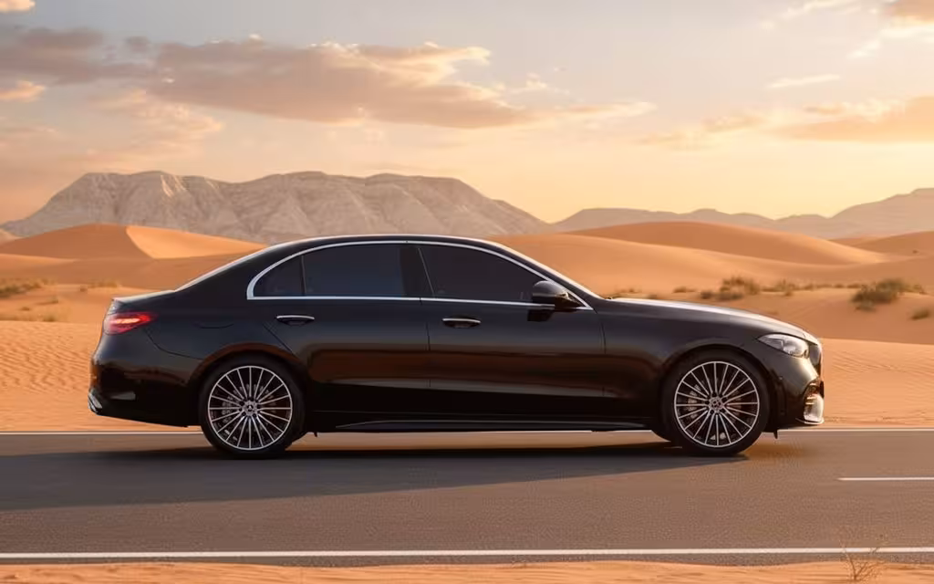 Mercedes C200 2024 Black side profile