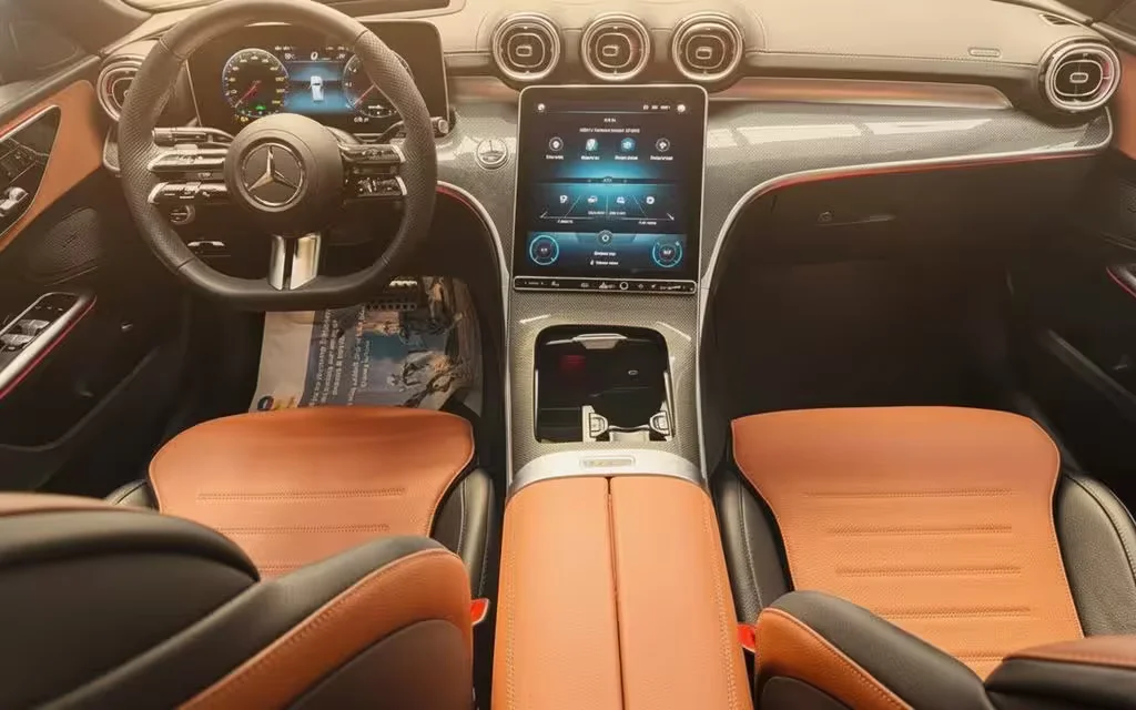 Mercedes C300 2023 interior view showing trim – rental in Dubai