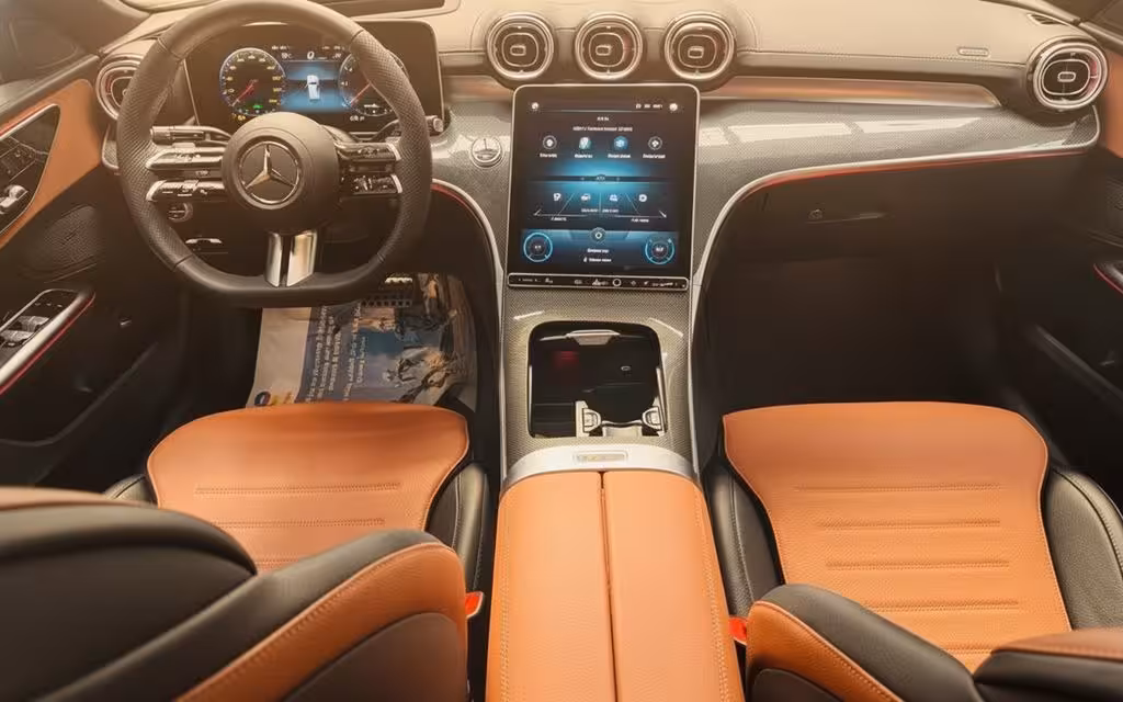 Mercedes C300 2023 interior view showing trim – rental in Dubai