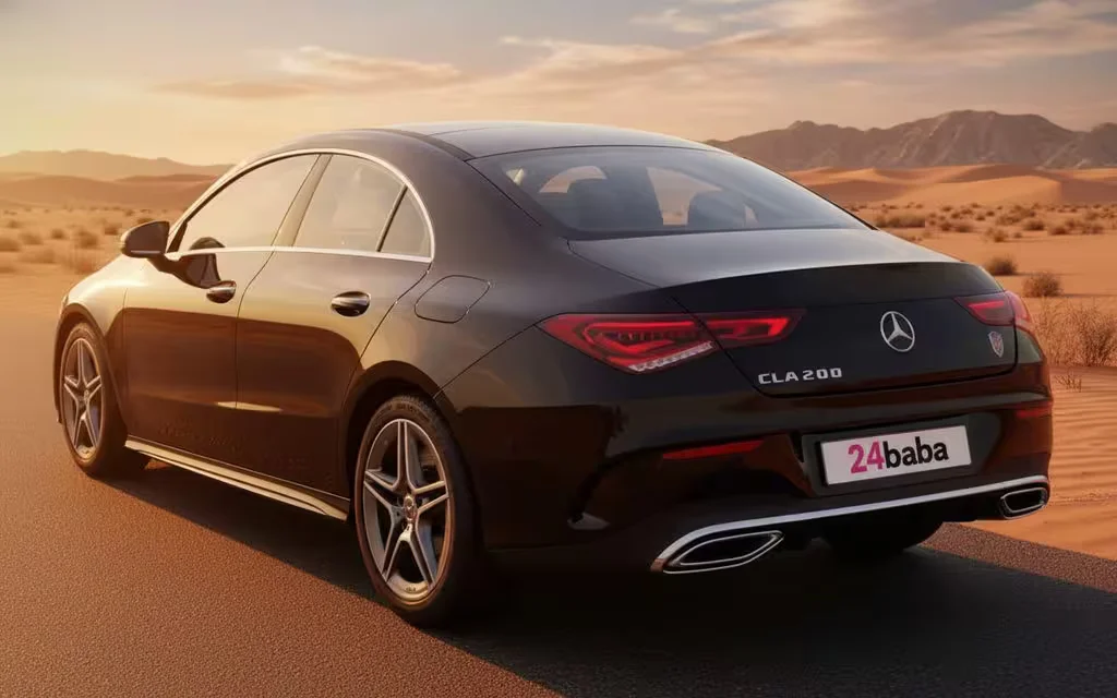 Mercedes Cla200 2022 Black rear view showing taillights