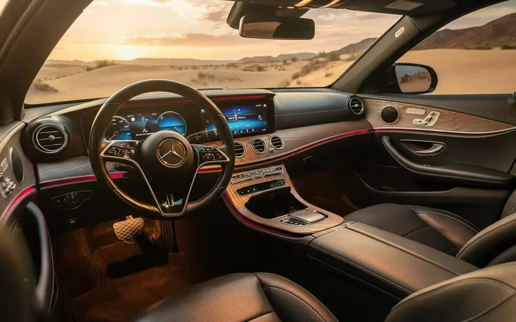 Mercedes E250 2022 dashboard and infotainment – rental in Dubai