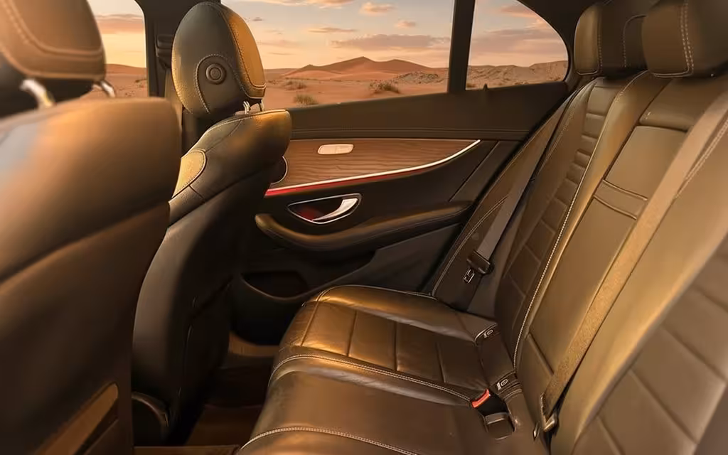 Mercedes E250 2022 leather seats and cabin – rental in Dubai