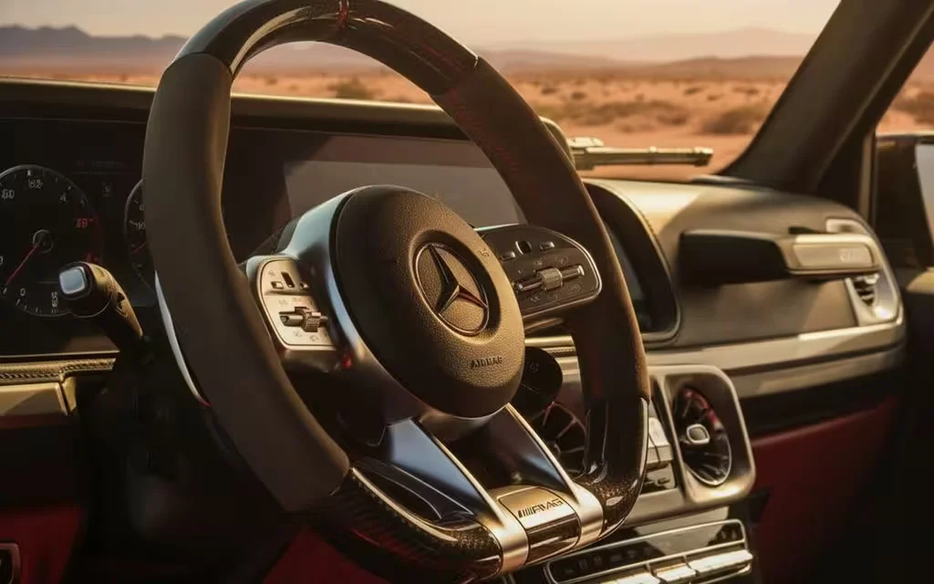 Mercedes G63 2020 interior view showing trim – rental in Dubai