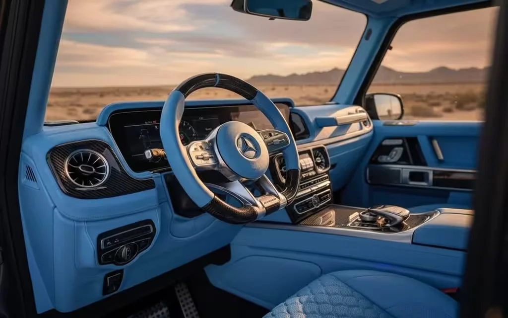 Mercedes G63 2021 interior view showing trim – rental in Dubai