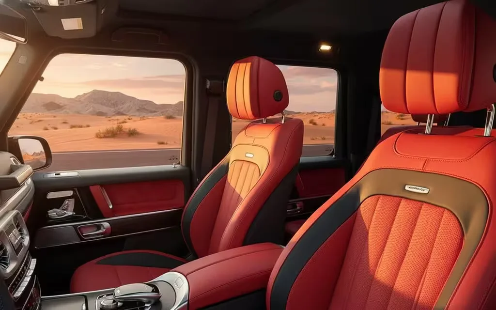 Mercedes G63 2021 leather seats and cabin – rental in Dubai