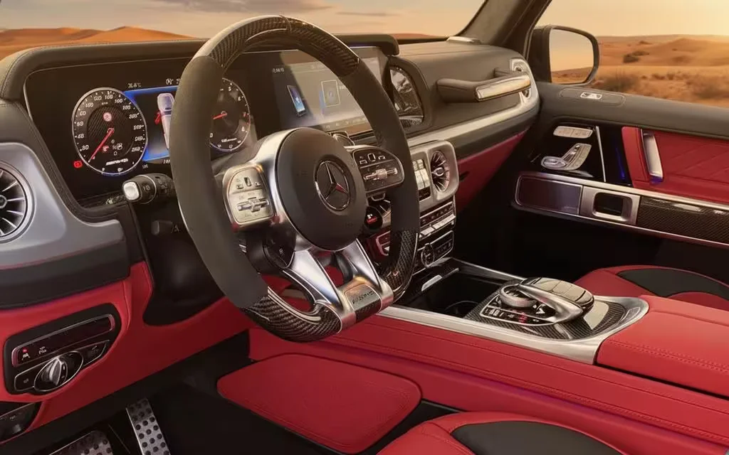 Mercedes G63 2021 interior view showing trim – rental in Dubai