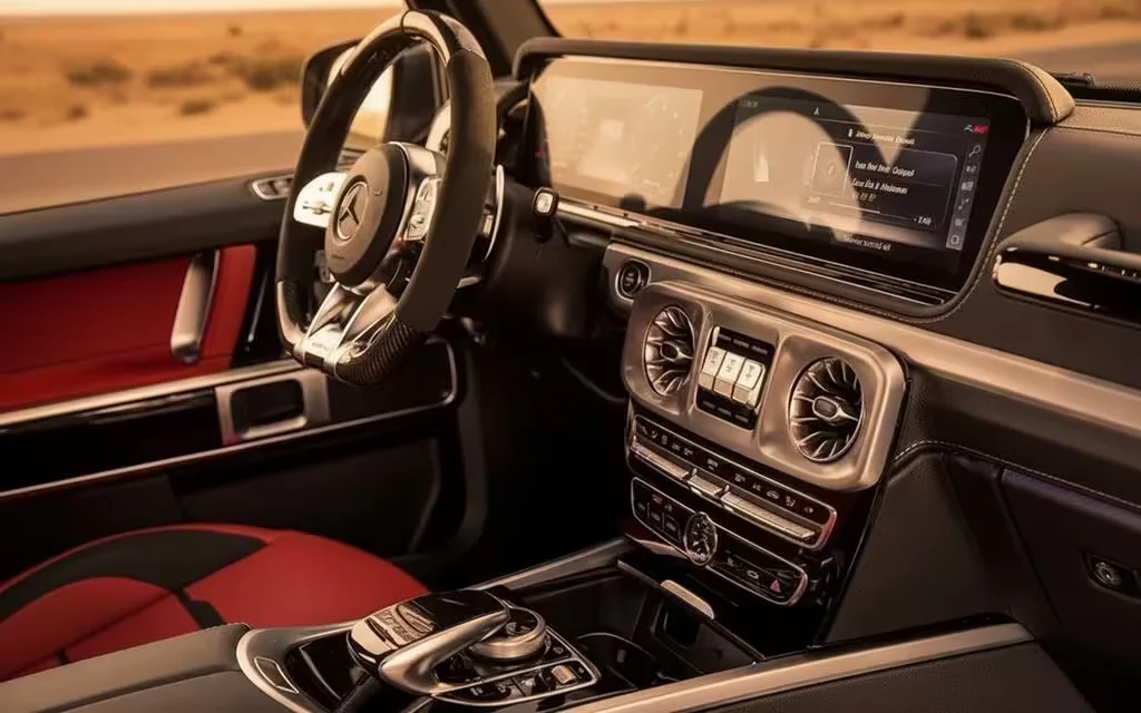 Mercedes G63 2022 dashboard and infotainment – rental in Dubai
