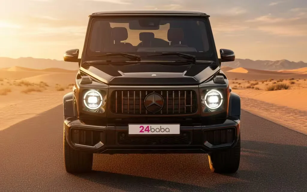 Mercedes G63 2025 Black front view with headlights