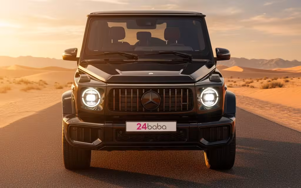 Mercedes G63 2025 Black front view with headlights
