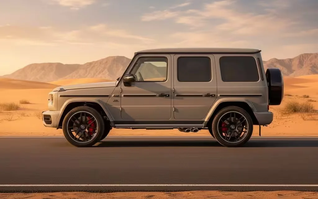 Mercedes G63 2023 Grey side profile – rental in Dubai