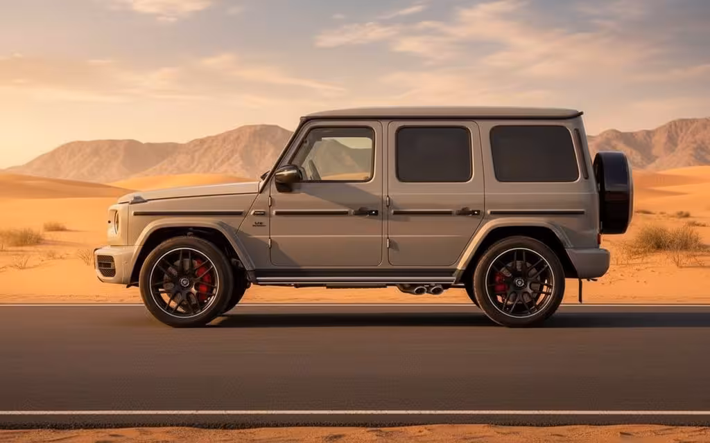 Mercedes G63 2023 Grey side profile – rental in Dubai