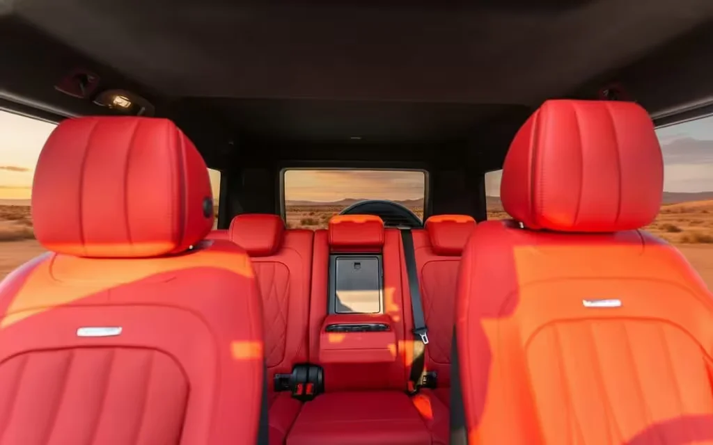 Mercedes G63 2023 leather seats and cabin – rental in Dubai