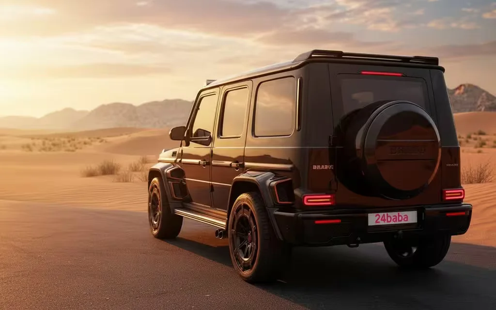 Mercedes G63 2025 Black rear view showing taillights – rental in Dubai