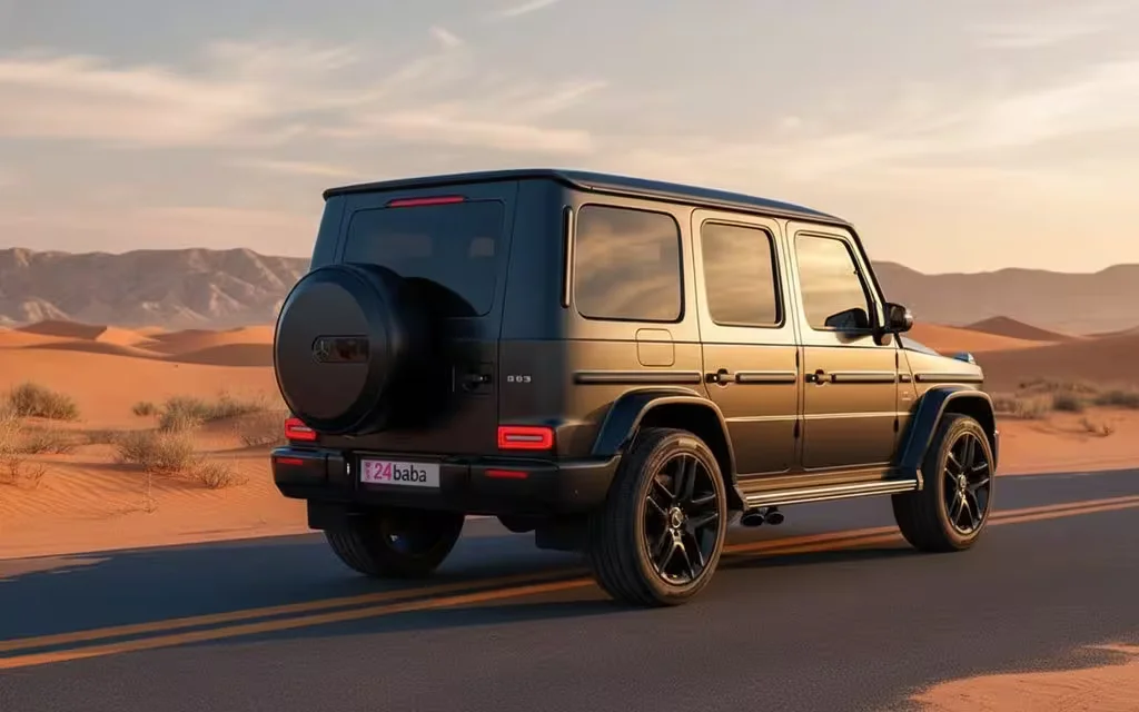Mercedes G63 2023 Black rear view showing taillights – rental in Dubai