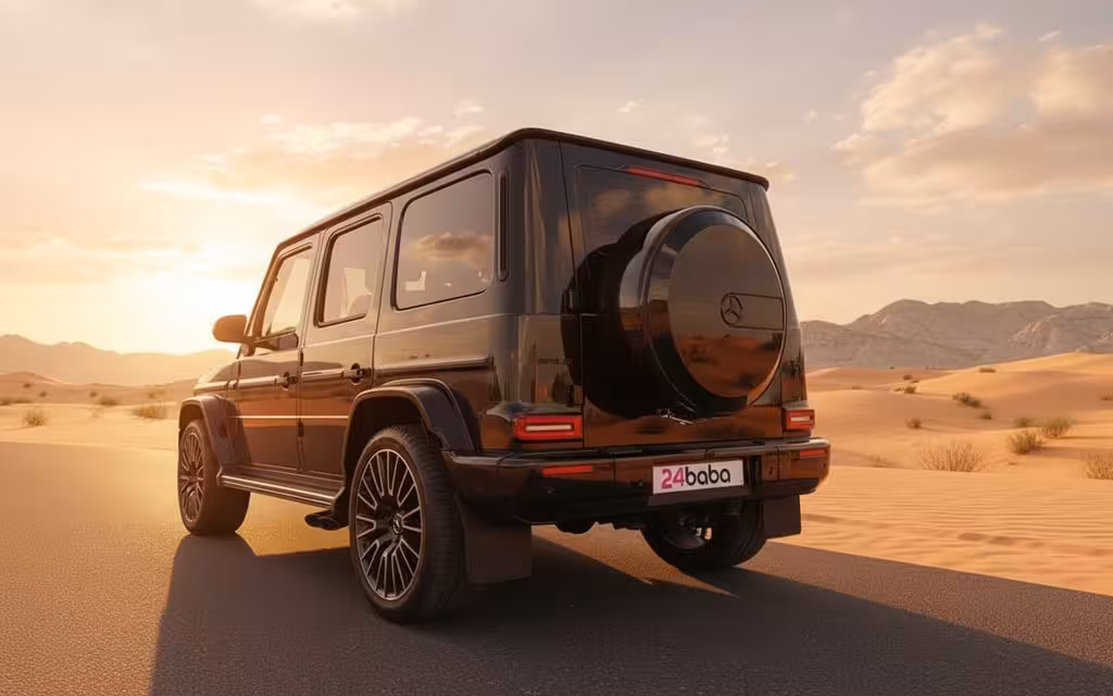 Mercedes G63 2025 Black rear view showing taillights